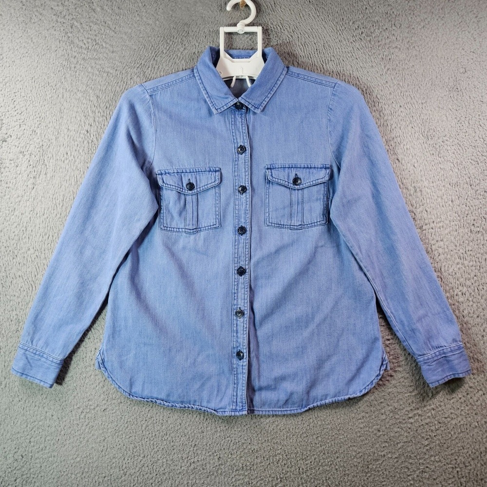 Old‎ Navy Denim Jeans Shirt Top Women Small Button Up Long Sleeve Blue